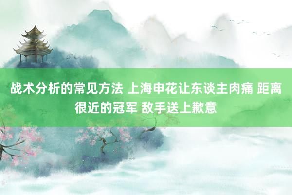 战术分析的常见方法 上海申花让东谈主肉痛 距离很近的冠军 敌手送上歉意