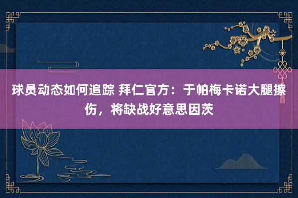 球员动态如何追踪 拜仁官方：于帕梅卡诺大腿擦伤，将缺战好意思因茨