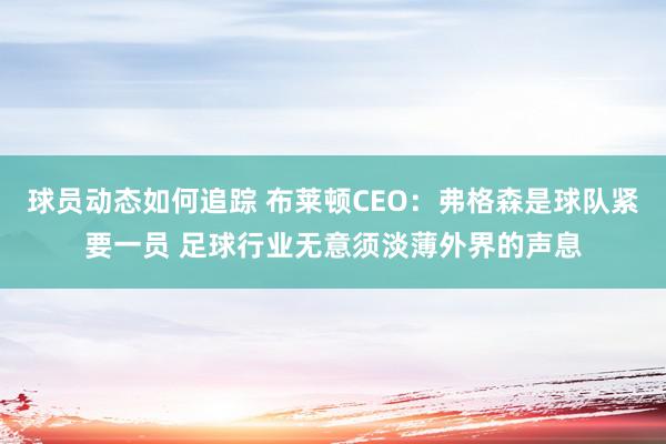 球员动态如何追踪 布莱顿CEO：弗格森是球队紧要一员 足球行业无意须淡薄外界的声息