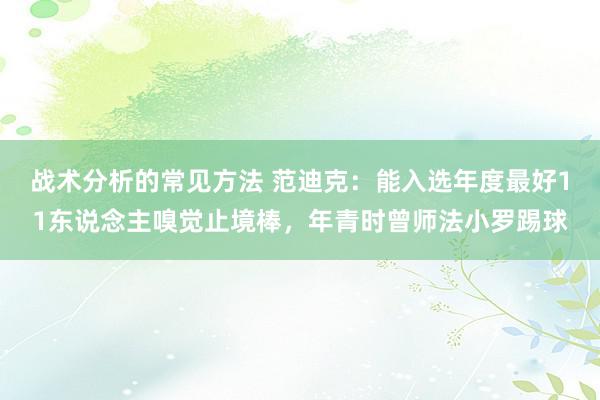 战术分析的常见方法 范迪克：能入选年度最好11东说念主嗅觉止境棒，年青时曾师法小罗踢球