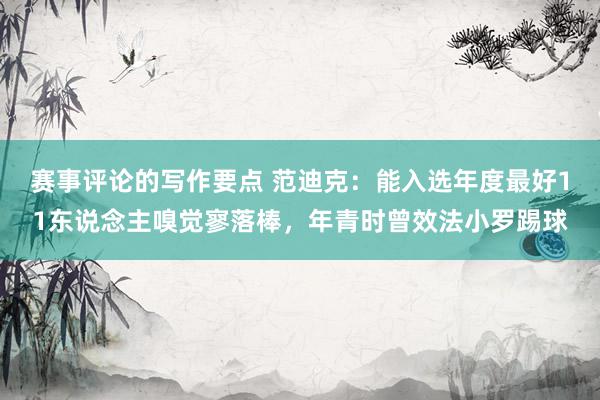 赛事评论的写作要点 范迪克：能入选年度最好11东说念主嗅觉寥落棒，年青时曾效法小罗踢球