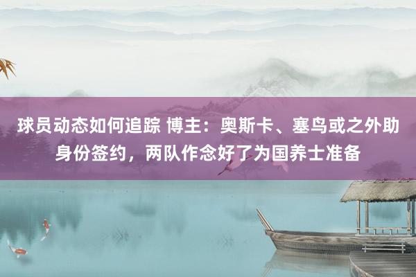 球员动态如何追踪 博主：奥斯卡、塞鸟或之外助身份签约，两队作念好了为国养士准备