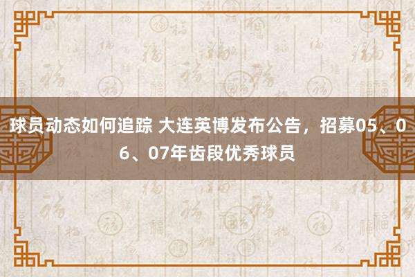 球员动态如何追踪 大连英博发布公告，招募05、06、07年齿段优秀球员