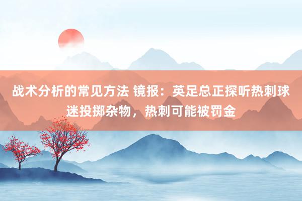 战术分析的常见方法 镜报：英足总正探听热刺球迷投掷杂物，热刺可能被罚金