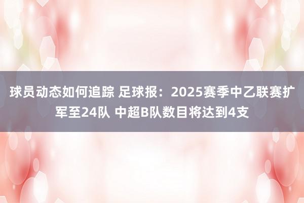 球员动态如何追踪 足球报：2025赛季中乙联赛扩军至24队 中超B队数目将达到4支