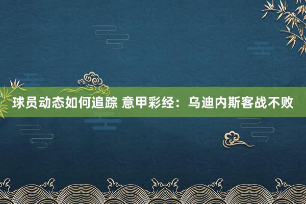 球员动态如何追踪 意甲彩经：乌迪内斯客战不败