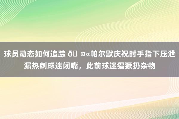 球员动态如何追踪 🤫帕尔默庆祝时手指下压泄漏热刺球迷闭嘴，此前球迷猖獗扔杂物