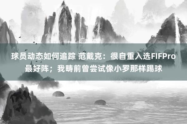 球员动态如何追踪 范戴克：很自重入选FIFPro最好阵；我畴前曾尝试像小罗那样踢球